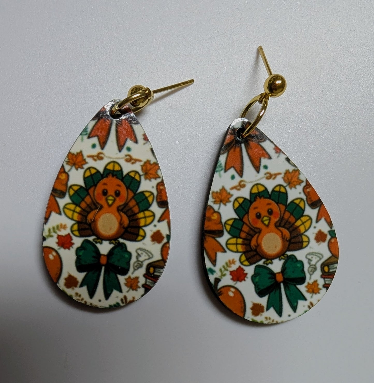 🦃 Turkey Time Teardrop Earrings – Fall Festival Edition