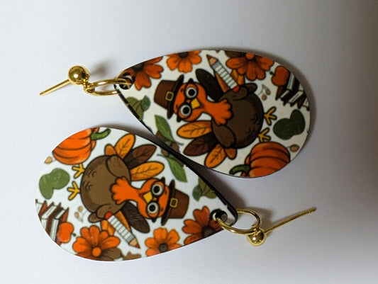 🦃 Pilgrim Pals turkey Teardrop Earrings – + Autumn Icon
