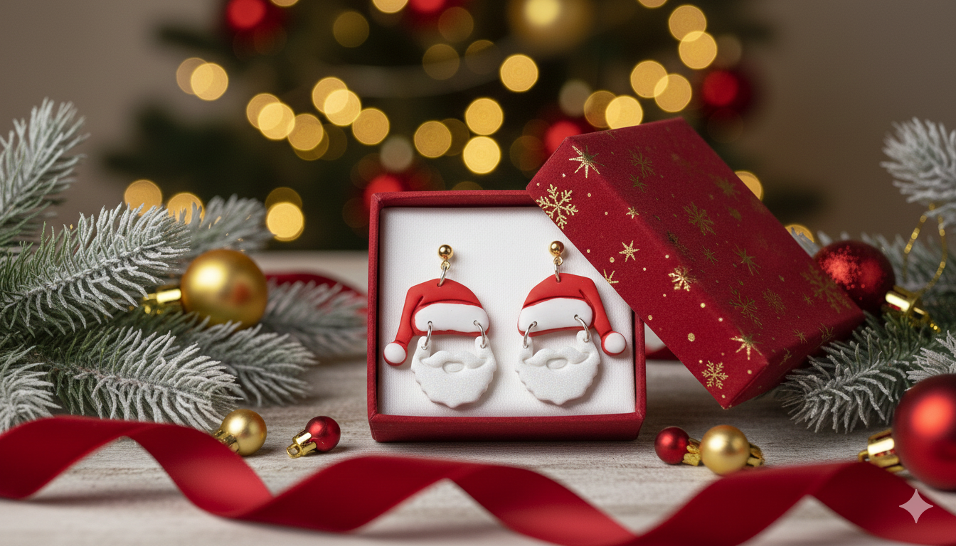 Faceless Santa Dangle Earrings-Glossy