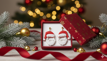 Faceless Santa Dangle Earrings-Glossy