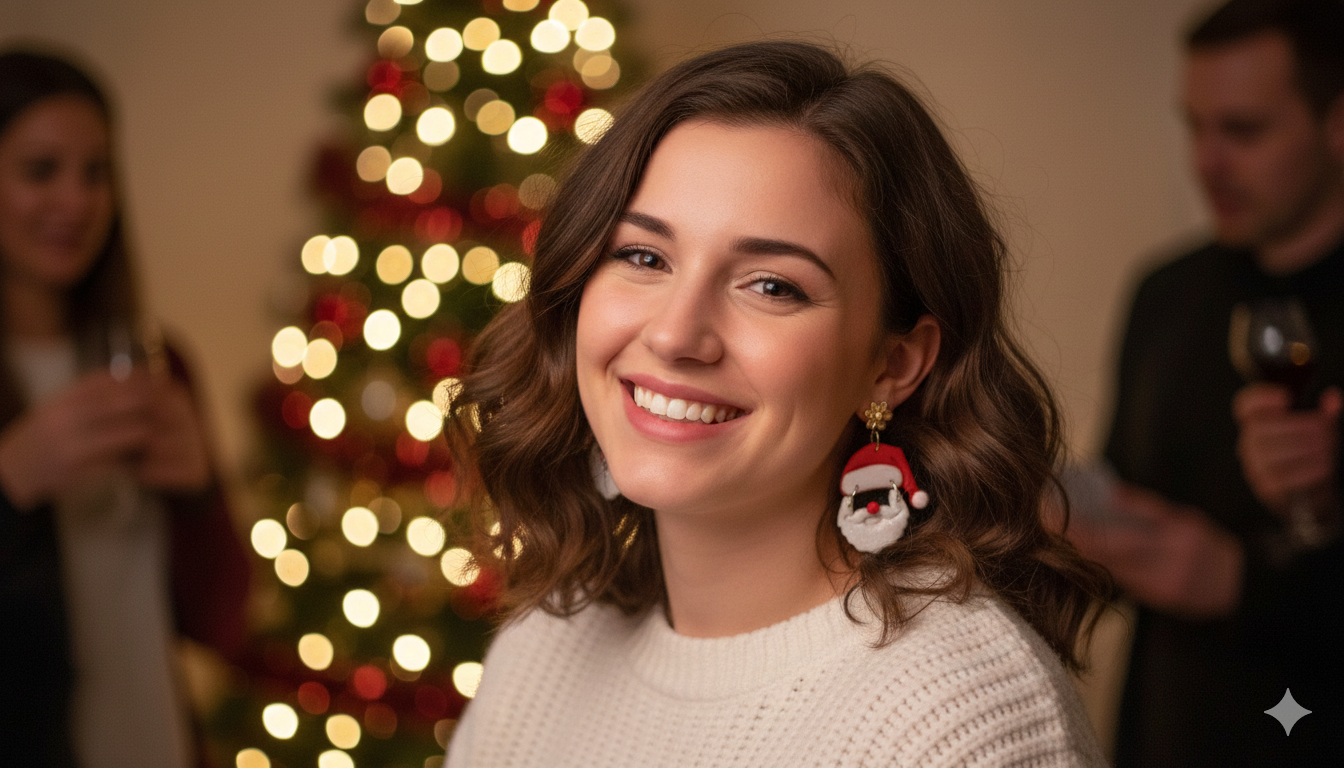 Faceless Santa Dangle Earrings-Glossy