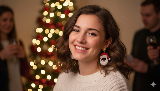 Faceless Santa Dangle Earrings-Glossy