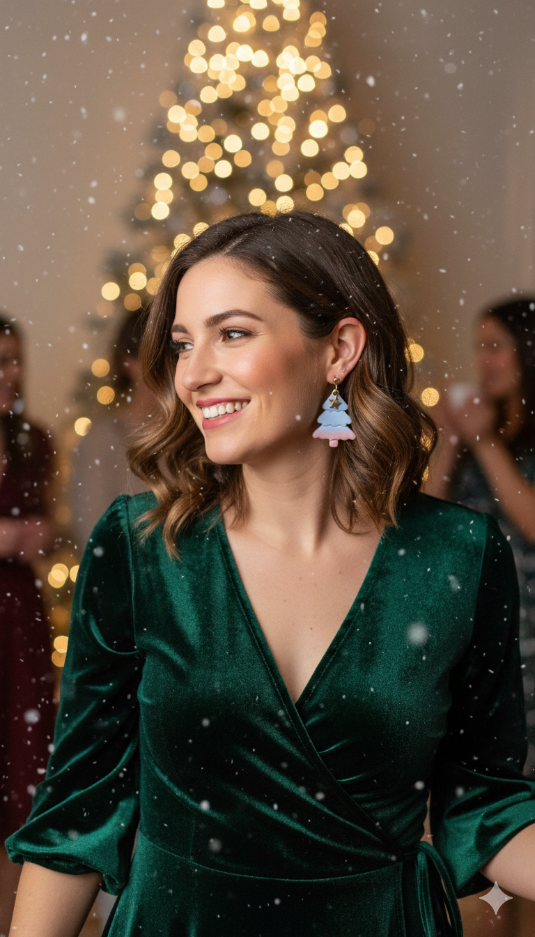 Aurora Frost Pine Dangle Earrings