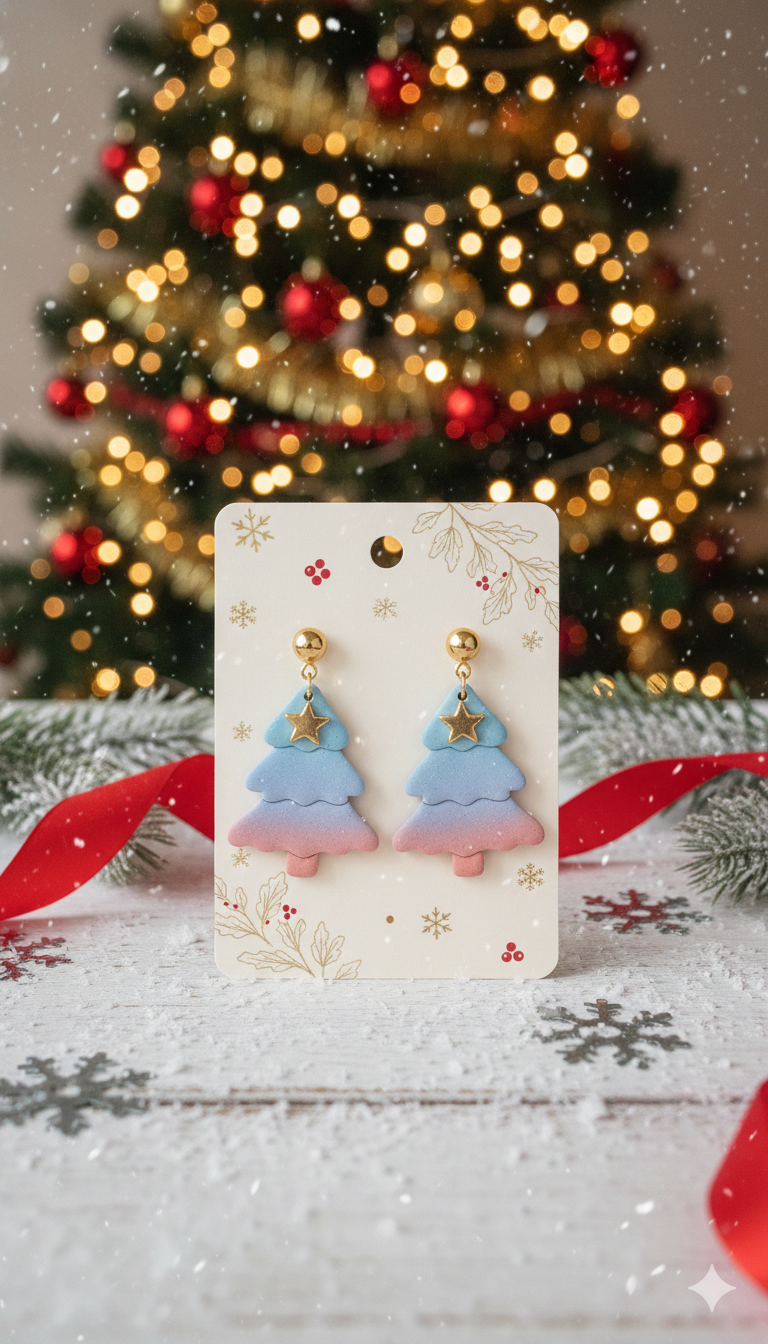 Aurora Frost Pine Dangle Earrings