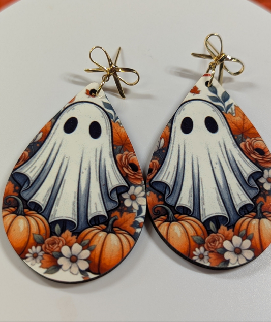 “Haunted Harvest – Ghost Teardrop Earrings”