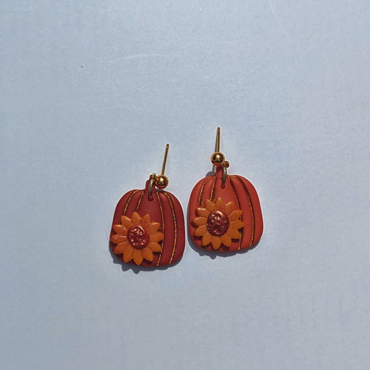Pumpkin Sunflower Earrings – Handmade Fall Jewelry | Indossarte Studio