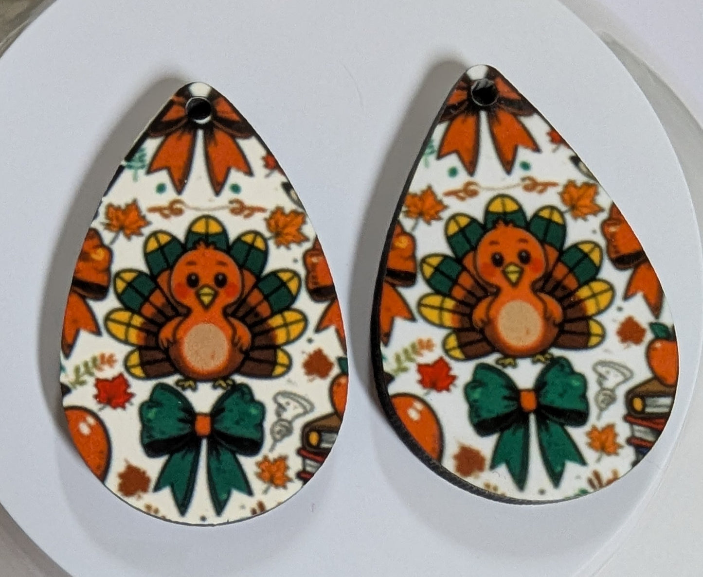 🦃 Turkey Time Teardrop Earrings – Fall Festival Edition