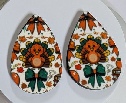 🦃 Turkey Time Teardrop Earrings – Fall Festival Edition