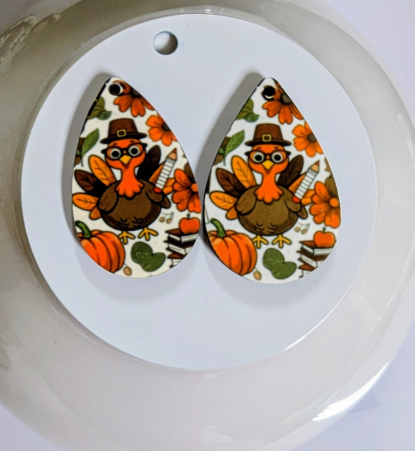 🦃 Pilgrim Pals turkey Teardrop  Earrings – + Autumn Icon