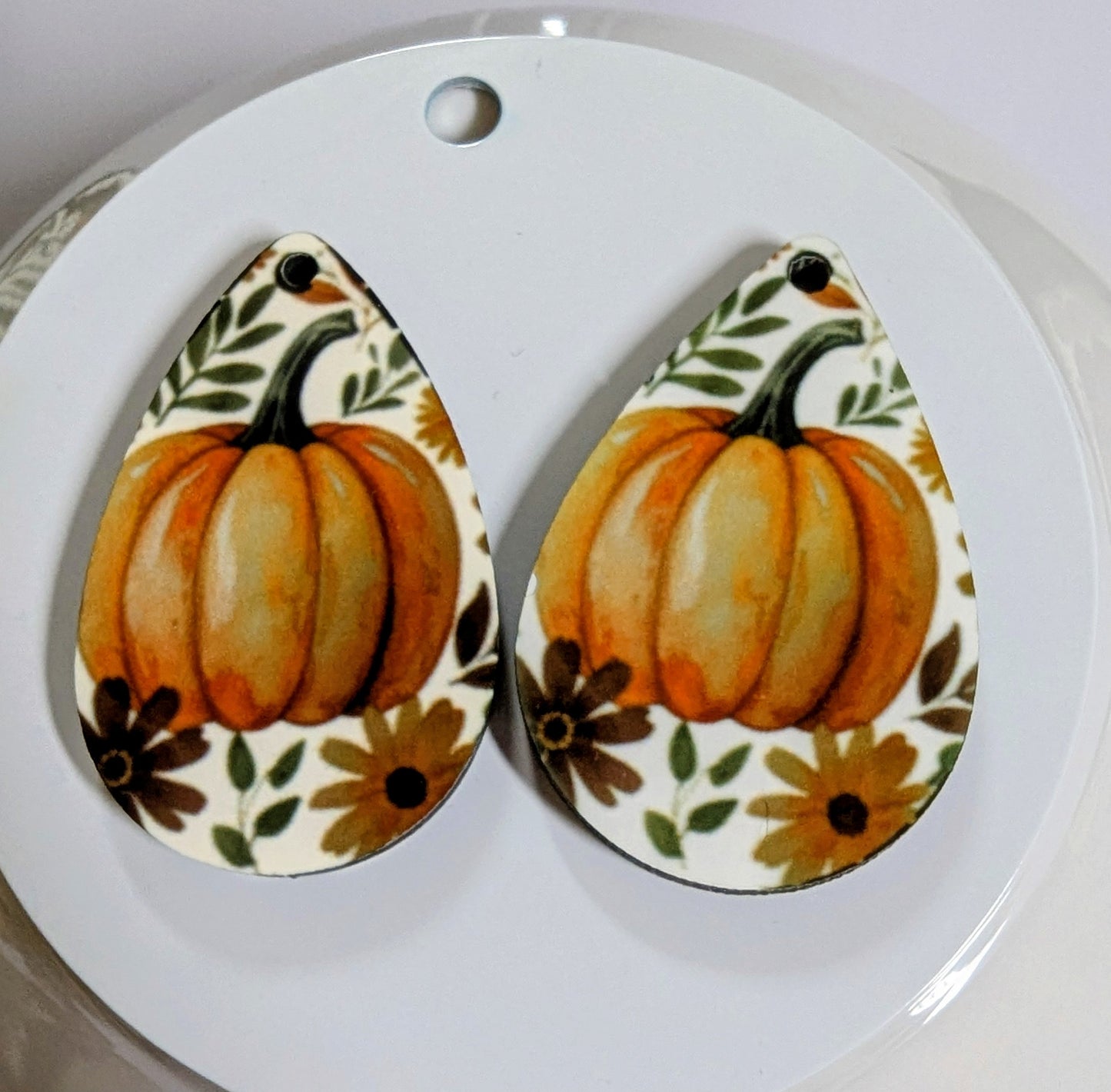 🎃 Golden Bloom Teardrop Earrings – Pumpkin + Florals