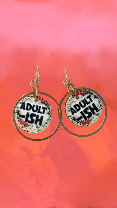 Red & Pink Gradient Sublimated Earrings – Abstract Statement Jewelry with gold-Tone Hooks
