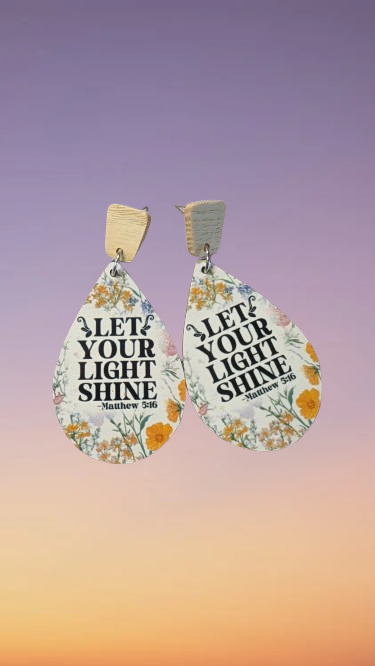 “Let Your Light Shine Earrings – Matthew 5:16 | IndossArte Studio”